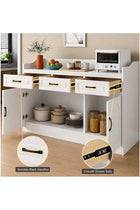 White Kitchen Sideboard Cabinet with 3 Drawers & 3 Door Storage | Modern Buffet Console Table for Dining Room & Kitchen