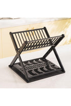 Black Two Tier Dish Drying Rack With Cutlery Holder Compact Kitchen Organizer