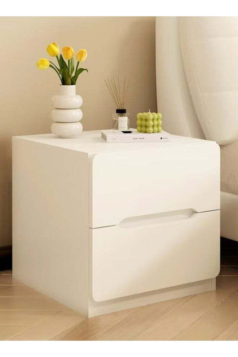 1-Piece Modern Design Wood Nightstand for Bedroom Wide Top End Table with Storage Drawers Bedside Storage Cabinet for Living Room Office 40x41x45 cm (Fully Assembled)
