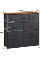 SKY-TOUCH Storage Cabinet: Bedroom Dresser with 9 Drawers Wide Storage Chest with Removable Fabric Bins Storage Organizer Unit for Living Room Entryway Hallway Nursery Kids Room Black