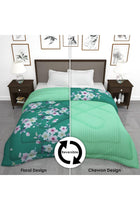 Story@Home Microfiber 180 GSM Soft Reversible All Weather MILD Winter Comforter/Quilt/Duvet Floral Double Bed Comforter (Green)