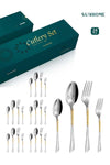 24-Piece Stainless Steel Cutlery Set Silver Spoon Set Spoon And Fork Set