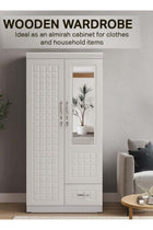 SUNLIT HOME Backlund 2-Door Wardrobe with Mirror and Drawer – Modern Storage Cabinet