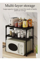 Kitchen Storage Rack, Multifunctional Microwave rack,Countertop Rack Organizer with Non-Slip Feet, for Spices, Pots and Pans（Black）