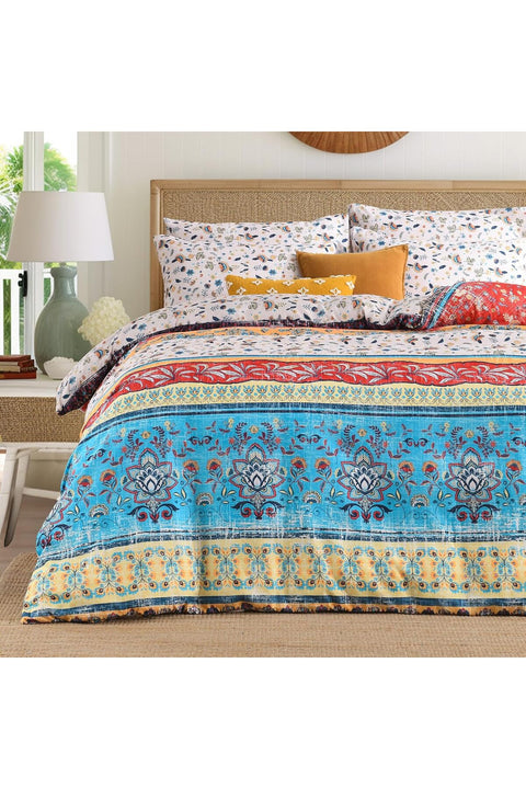 HORIMOTE HOME Boho Floral Double Duvet Cover Sets - Reversible Soft Bedding Quilt Cover Sets, Red