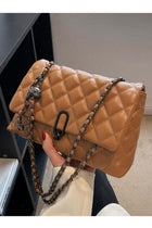 ZORIA Women's Quilted Crossbody Bag, PU Leather Adjustable Chain Shoulder Purse & Evening Handbag - Brown