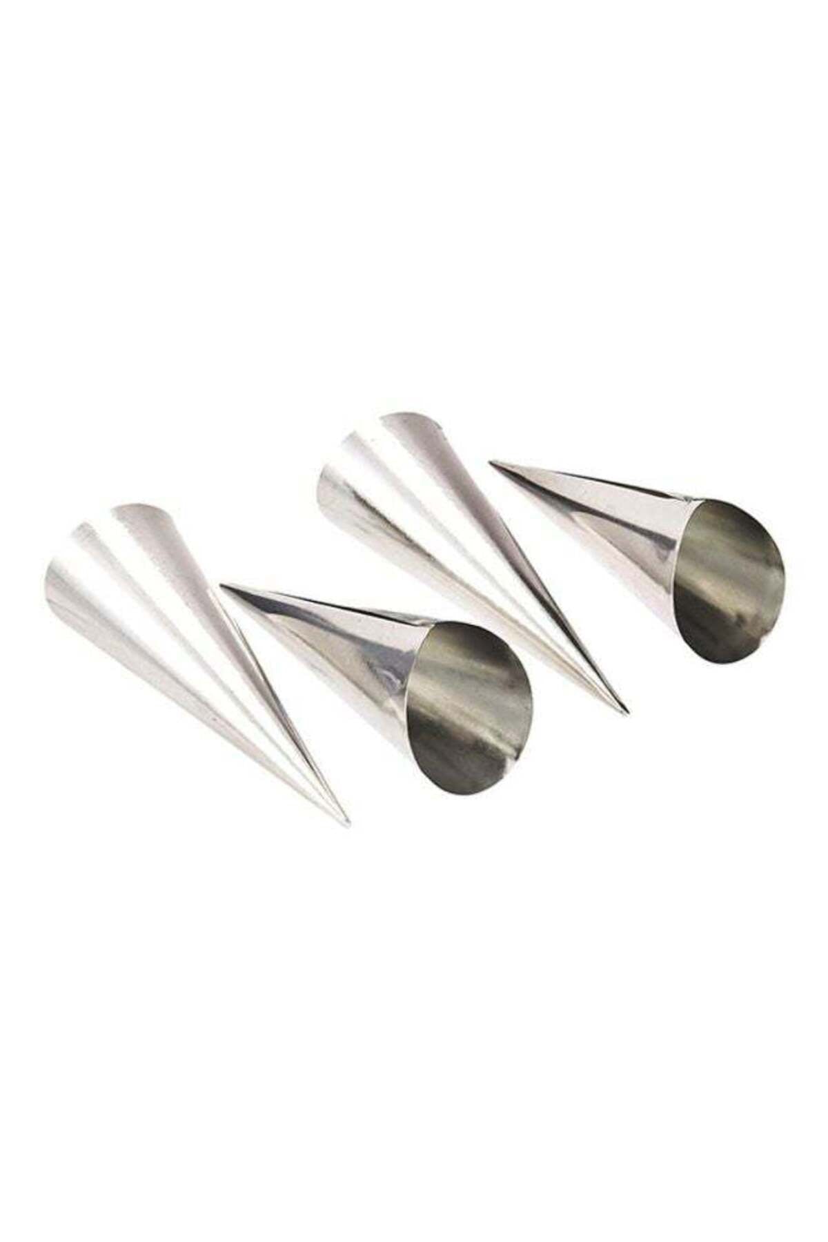 4-Piece Stainless Steel Cream Horns Set Silver 11.2cm