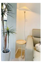 Nordic Atmosphere Floor Lamp Standing Floor Light with Wood Table Brightness Control Lampshade Floor Lamps Side Table for Living Room Bedroom 26x155 Centimeter