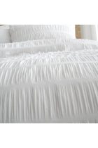 Seersucker Double Duvet Cover Set with Pillowcases White