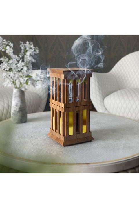 Tall Wooden Acrylic Wind Tower Incense Burner