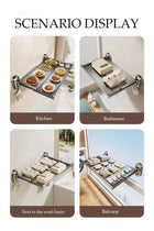 Wall Mounted Suction Cup Kitchen Prep Station，Multi Functional Foldable Expandable Dish Rack，Easy Installation,Waterproof And Rust Proof,