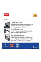 Deluxe Plus Hard Anodised Aluminium Pressure Cooker | With Lid |Curved Design|User Friendly Handles Black 5Liters