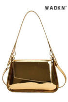 Women's Designer Shoulder Bag, Ladies Fashion Shiny Crossbody Bag Side Bag, PU Leather Tote Bag Handbag Clutch Bag Carry Bag Gift Bag(Gold)