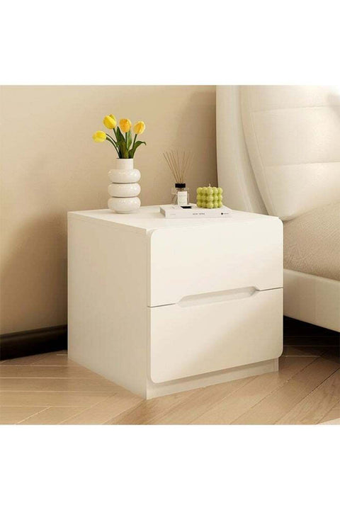 Simple Solid-Color Style Bedside Table, Multi-Functional Solid Wood Bedside Cupboard, End Table, Night Table, Nightstand, Room Storage Cabinet, Double-Layer Drawers, Suitable For Small-Sized A
