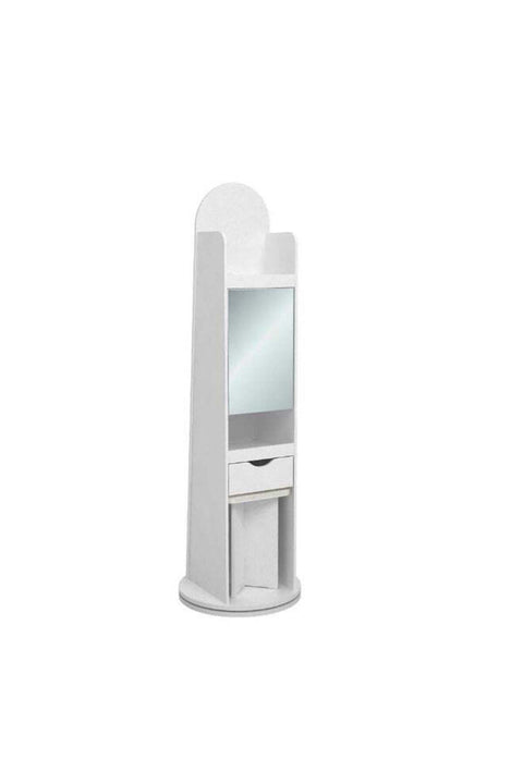 Kate Swivel Standing Cabinet With Mirror And Stool | Durable Cupboard | Dressing Makeup Storage With ChairL51xW51xH170cm - White