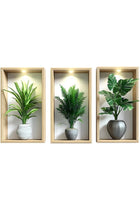 3-Pack 3D Plant Wall Stickers,Wall Stickers Living Room, 3D Wall Art for Hallway and Stairs, Peel and Stick Wall Decals Mural Hallway Decor Bedroom Kitchen Wallpaper Backdrop Self-Adhesive Removable