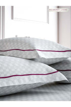 100% Cotton Queen Flat Bedsheet with 2 Pillow covers - 300Tc Urban Grid - White