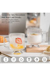 Ribbed Glass Coffee Mug Set, 10 oz Clear Glass Cups with Handle, Modern Vertical Stripe Design (4 PCS)