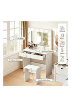 Vanity Desk with Lighted Mirror and Stool, White Dressing Desk with Storage Drawers & Shelve. Ideal Dressing Table for Bedroom, Dressing Room