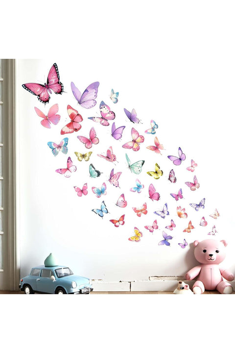 Butterfly Wall Stickers for Girls Bedroom: Peel and Stick Watercolor Butterflies Wall Decals - Wall Decor Art Kids Supplies Ages 1-12 Year