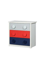 Blocks 3 Drawers Dresser | Durable Vanity Table | Dressing Makeup Desk L80xW39.5xH76.5cm - Grey & Red+Blue
