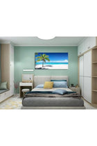 Large Canvas Wall Art Summer Ocean Waves Coconut Trees on Sands Beach Seascape Painting Sea Nature Pictures for Living Room Home Office Wall Decor Artwork X30x60inch