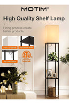 Floor Lamp with Shelves 3-Tier Modern Square Floor Standing Lamp with 3 Color Temperature Bulb