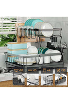 Dish Drying Rack, 2 Tier Dish Racks for Kitchen Counter, Stainless Steel Kitchen Dish Drying stand,Detachable Capacity Dish Drainer Organizer with Utensil Holder, Drain Board,Black