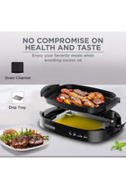 BLACK+DECKER Electric Health Grill, 1500W, Family-Sized Non-Stick Griddle with Glass Lid, 5-Level Te