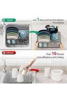 Small Dish Drying Rack in Sink - Kitchen Counter Dish Rack for RV Small Kitchen, 14.9" x 10.1" Dish Drainer with Drainboard, Utensil Holder, Dish Holder for Sink, Black