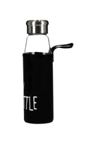 Glass Water Bottle With Pad Black/Clear/Silver
