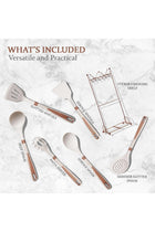 Silicone Cooking Utensils Set, 7 Pcs Kitchen Utensils with Hanging Shelf