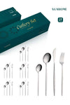 24-Piece Stainless Steel Cutlery Set Kitchen Utensil Set Western Tableware Silver