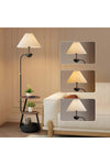 Nordic Curved Floor Lamp with 3-Layer Side Table and Storage Drawer, Multi-functional
