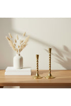 Loor Metal Candle Holder, Set Of 2 - Gold