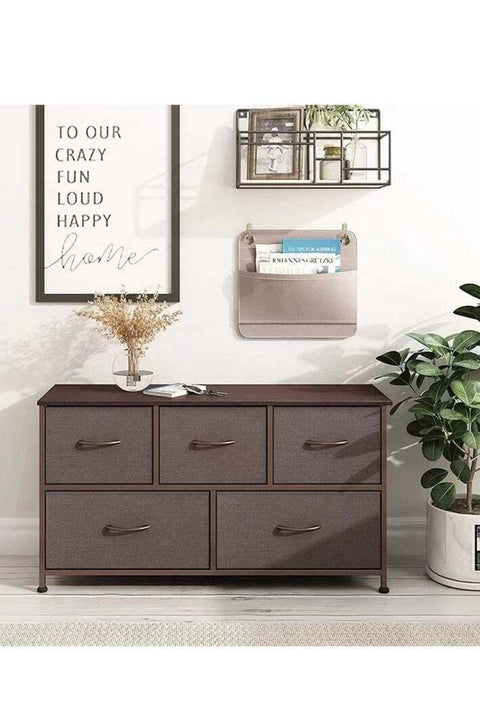 TV Table TV Cabinet Dressing Table with 5 Drawers Large Capacity Storage Cabinet Clothes Cabinet Bedroom Storage Cabinet (Brown)