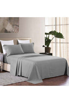 4 Pieces Soft Breathable Queen Sheet Set - Includes 1 Fitted Sheet, 1 Flat Sheet, 2 Pillowcases, Grey