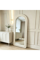 MapleHoome Full-Length Mirror, Boucle Fabric, Floor Mirror, Lean-to-Wall Standing Mirror, 80*180, White