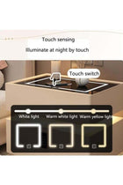 Modern Bedside Nightstand Table with LED Mirror, Sensor Light, Wireless Charging and BT Speaker 40CM