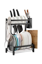 2-Tier Dish Drying Rack Black 35 x 22 x 40cm