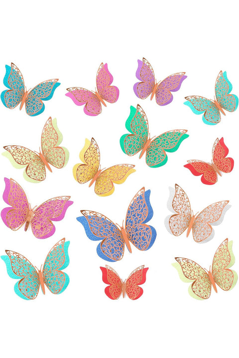 3D Butterfly Wall Decor, 36Pieces Butterfly Decorations Double Layers Wall Stickers for Party Decorations Baby Show Decorations Wedding Decor Room Dcor DIY Gift (Multiple Colors Randomly)