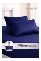 3-Piece Striped Microfiber Fitted Sheet Set King 180x200cm, Royal Blue