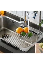 Black Stainless Steel Foldable Dish Drying Rack Space Saving No Install Kitchen Organizer