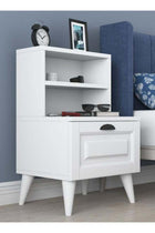 Bedside Table Night Stand with 2 Shelves and Membrane Drawer, White