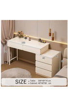 Vanity Desk, Makeup Dressing Table Vanity Bench with Locker, Multifunctional Dresser Makeup Storage Cabinet with Drawers for Women and Girls, White 100cm