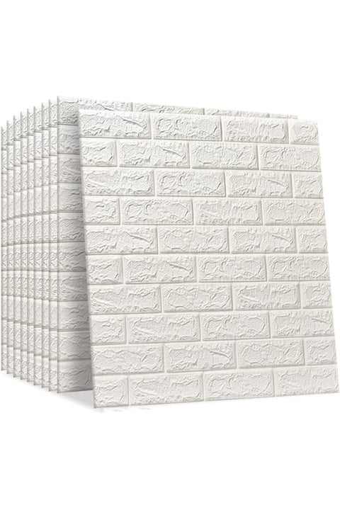 RBW TOYS Ideal Trading 3D Brick Wall Stickers | 77cm x 60cm Self-adhesive Wallpaper Faux Foam Bricks Textured Effect Waterproof PE Foam for Living Room TV Wall and Home Decor (White)