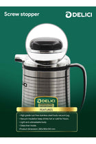 Glass Liner Vacuum Flask (DGFK 1300), 1.3 Liters, Vacuum Insulation, Stainless Steel Body