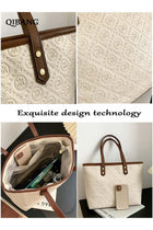 Women's fashion casual large leather embossed shoulder bag, leather handbag women's top handle satchel tote bag