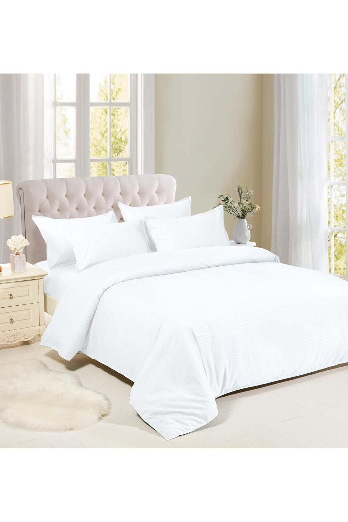 King Bed Sheet Set Soft and Breathable Cotton Bed Sheet - Striped 6-Piece Set