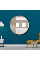 Round shaped Wall Mirror 100cm x 100cm With Aluminum Frame, Modern Room Decor For Entryways, Washrooms, Living Rooms And More, Golden